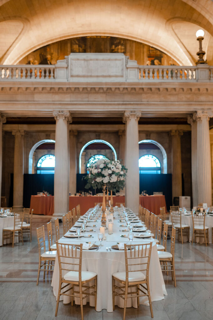 Cleveland Old Courthouse Wedding - Reception tables and flowers