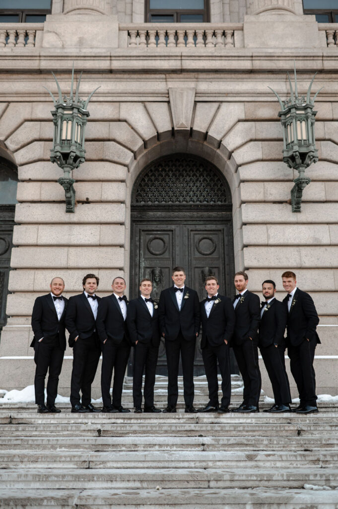 Cleveland Old Courthouse Wedding - groom and groomsmen