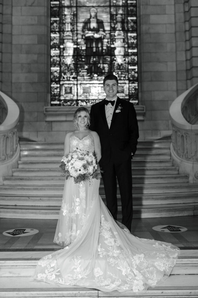 Cleveland Old Courthouse Wedding - bride and groom on steps