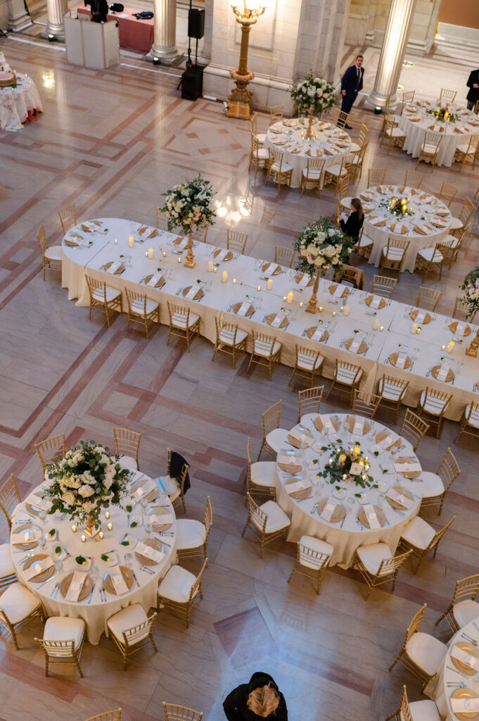 Cleveland Old Courthouse Wedding - Reception tables and flowers