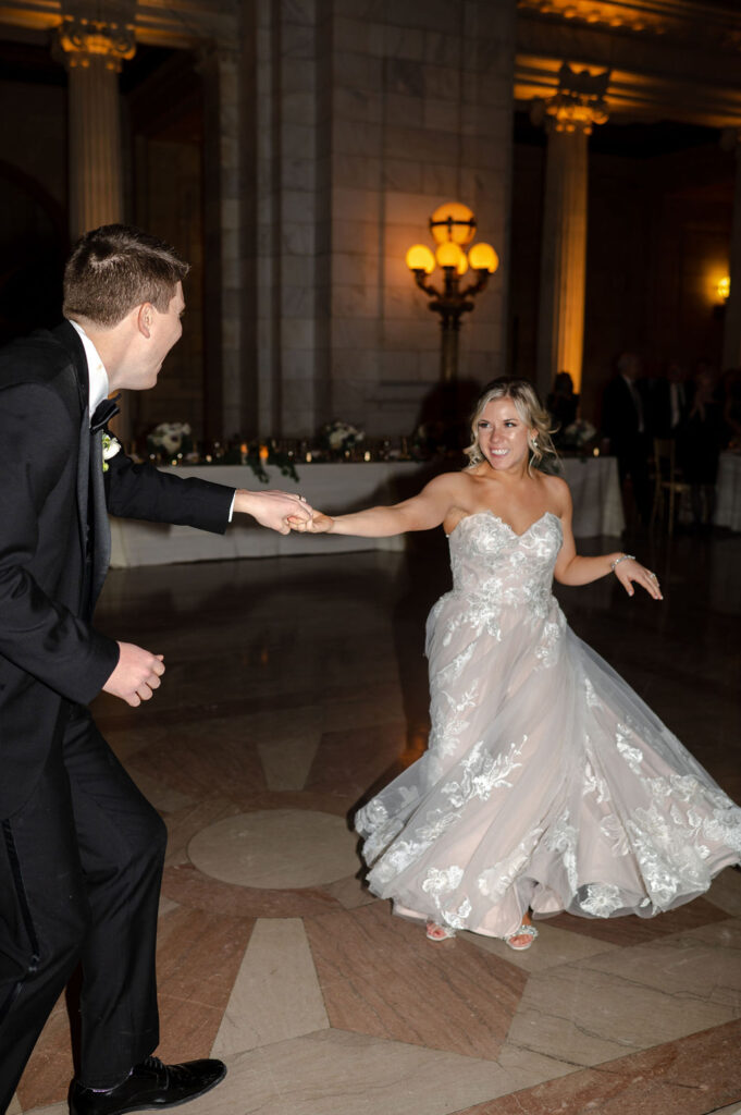 Cleveland Old Courthouse Wedding - bride and groom dancing